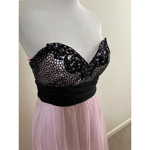 Blush Prom by Alexa Dress Formal Bridesmaid Prom Evening Gown Black/Pink Size 6 - Picture 6 of 14